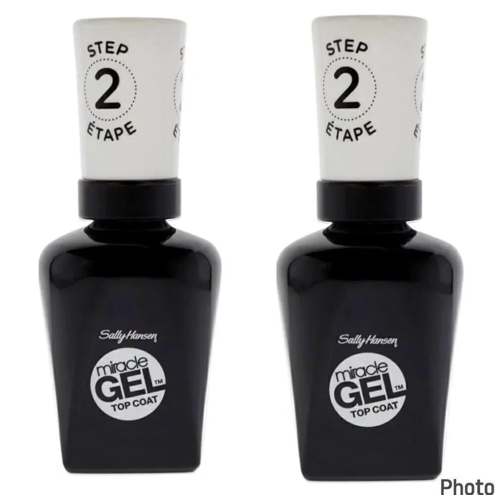 Lot Of 2 NEW Sally Hansen Step 2 Miracle Gel Nail Polish 101 Top Coat, 0.5 Fl Oz